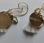 Handmade baptism keepsakes with gold-plated safety pin and enameled cross