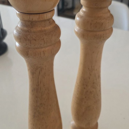 Vintage Wooden Pepper Mill and Salt Shaker Set, Natural Beechwood