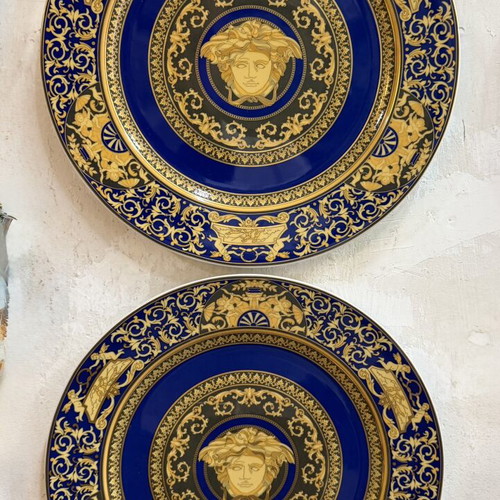 Rosenthal Versace Blue Medusa Plates like new, 31 cm each