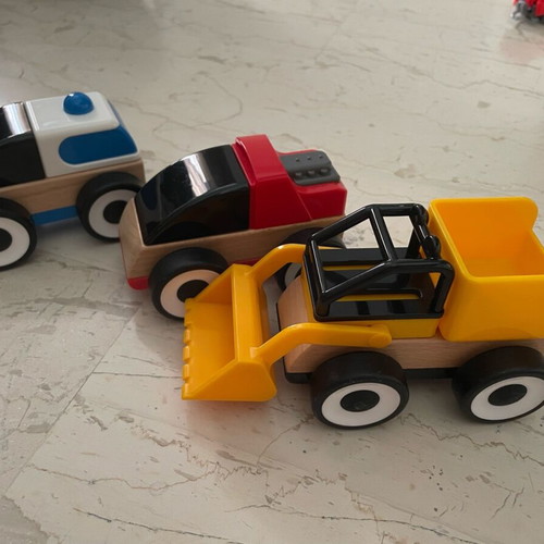 Wooden vehicles used, set of 3, IKEA