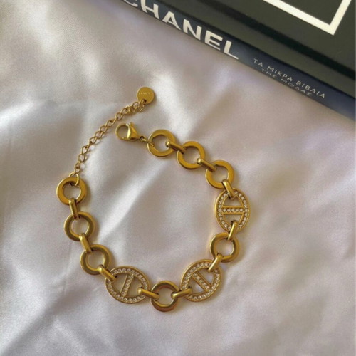 Steel gold bracelet new with zircon