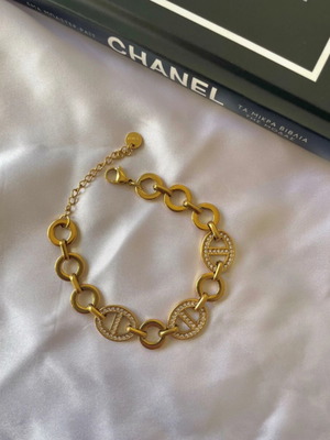 Steel gold bracelet new with zircon