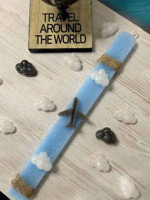 Easter candle with travel theme new with wax melt