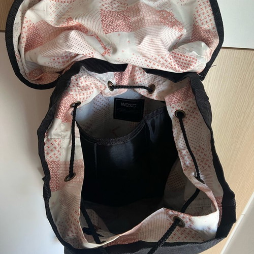 Wesc backpack black with leather details like new