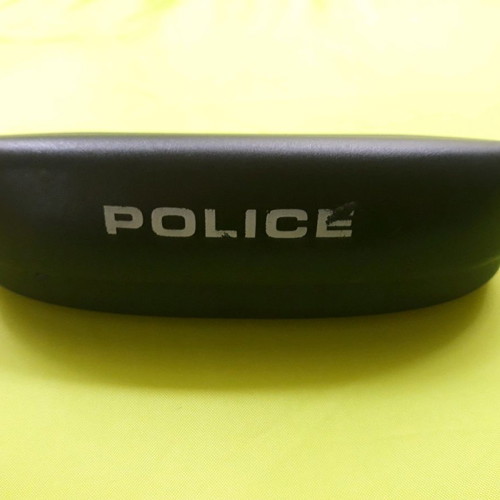 Police glasses case used, black plastic