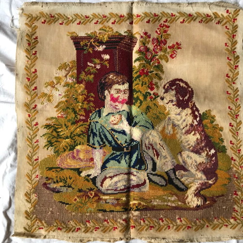 Set of 2 embroidered vintage wall hangings used