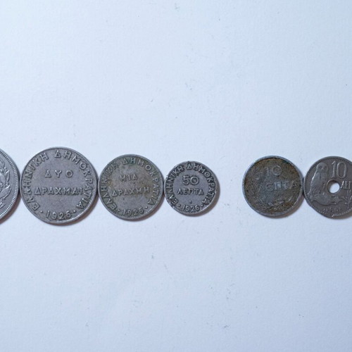 Greek coins used, set of 34, 1922-1930