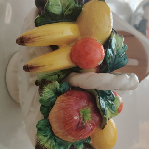Decorative ceramic basket used for kitchen countertop