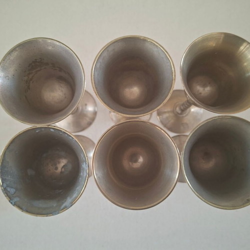 Set of 6 silver-plated liqueur glasses