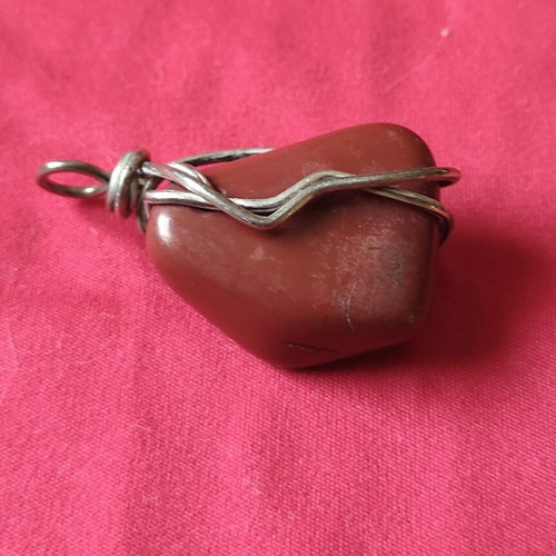 Handmade pendant with red jasper semiprecious stone like new