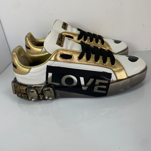 Dolce & Gabbana Portofino Crystal Stud sneakers size 40 like new, white