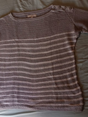 Ann Taylor LOFT women's knitted sweater XL like new, gray white stripes
