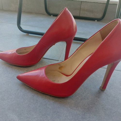 Makis Kotris red high leather pumps used, size 37