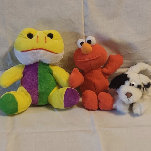Set of 3 used plush toys frog lobster and dog