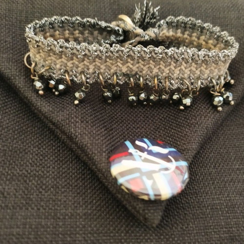 Antonia Karra Macrame bracelet with beads from hematite semiprecious stone new