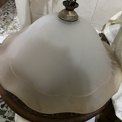Vintage lamp light used, glass with beige shade