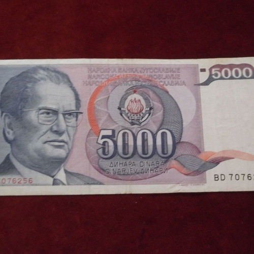 Yugoslavia 5000 Dinara 1985 banknote used