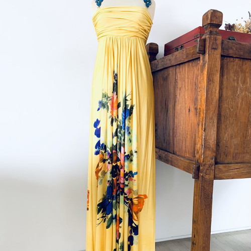 Veloudakis dress new, colorful yellow, size S-M