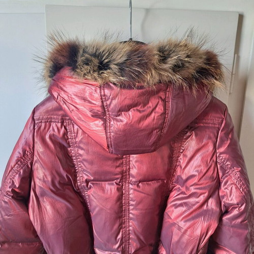 Red metallic jacket used with detachable hood