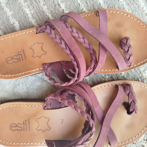 Estil leather sandals size 37 used, purple
