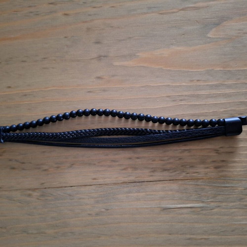 Unisex bracelet with stones like new, black satin finish