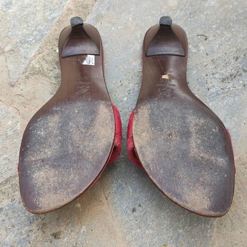 Leather mules GF Ferre red with low heel size 36.5 used