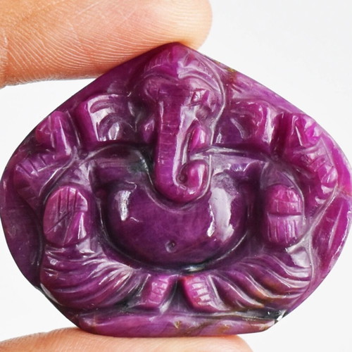 Ruby 100% natural 72.00 cts carved god Ganesha