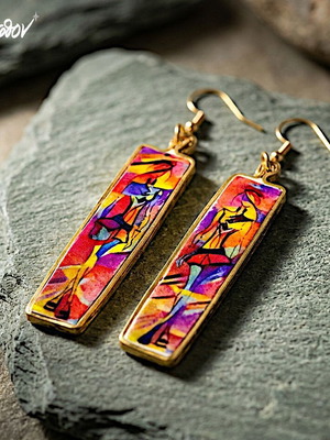 Amoda IV earrings made to order, multicolor and gold-tone