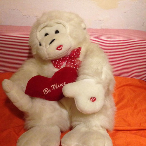 Large stuffed toy with Be Mine heart and Only You music like new