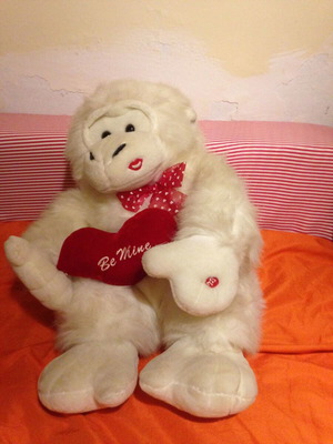 Large stuffed toy with Be Mine heart and Only You music like new
