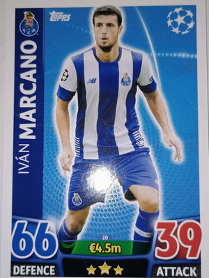 Iván Marcano FC Porto collectible card used, Topps Champions League 2015-2016