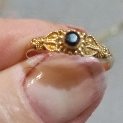 Vintage jewelry set 1978 18k gold with black sapphires like new