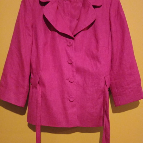 Laura Ashley summer blazer 100% linen new, dark fuchsia with floral lining