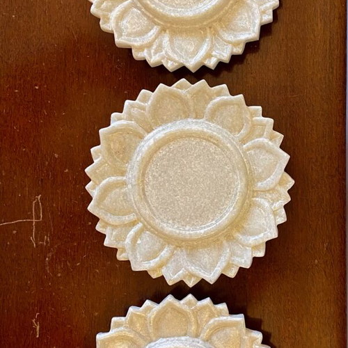 Set of three marble candlesticks like new
