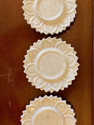 Set of three marble candlesticks like new