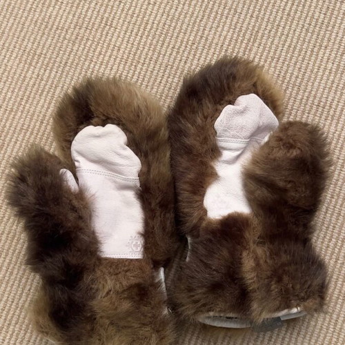 BARTS gloves with eco fur and leather S/M like new, brown