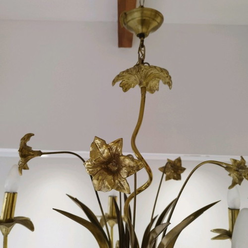 Handmade brass chandelier 6-light used, solid brass