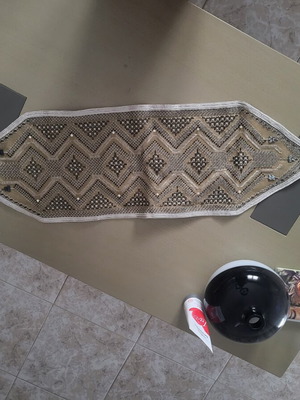 Handmade beaded table runner new 90x27 cm with cord