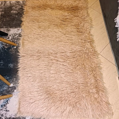 Flokati runner like new, 67x140cm, beige wool