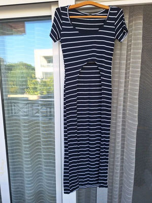 Asymmetric striped navy blouse like new, cotton