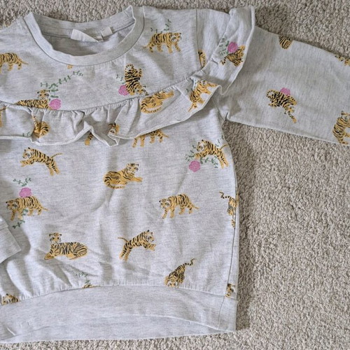Sweatshirt with tigers used, 98/104 cm, grey