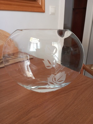 Glass vase with handmade decoration like new