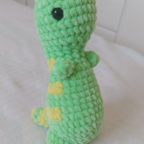 Handmade knitted dinosaur new with velvety yarn