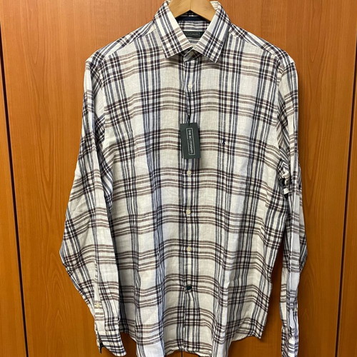 The Bostonians Long Sleeve Linen Checked Shirt M new