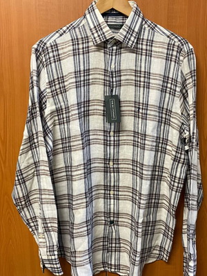 The Bostonians Long Sleeve Linen Checked Shirt M new