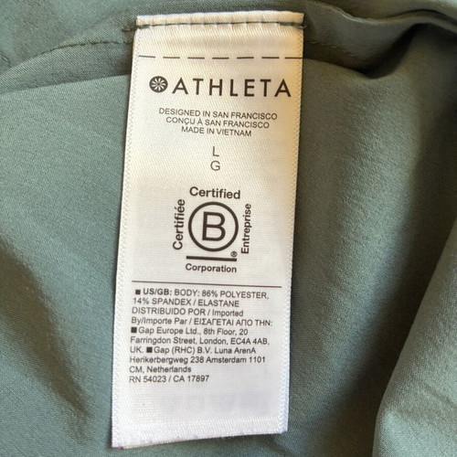 Athleta Everlasting Tank sleeveless button-up shirt size L, like new, grey green