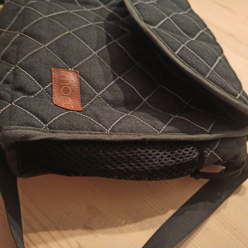 Baby bag Moni like new, black with stitching and mesh pockets