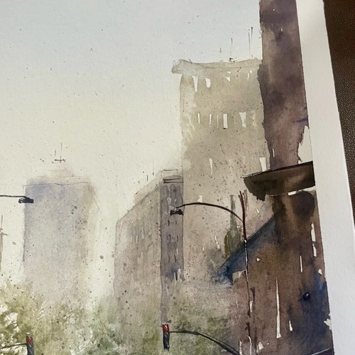 Hand-painted artwork new on watercolor paper 29.5x20.5 cm