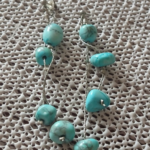Sterling silver 925 earrings with turquoise, 6cm, like new