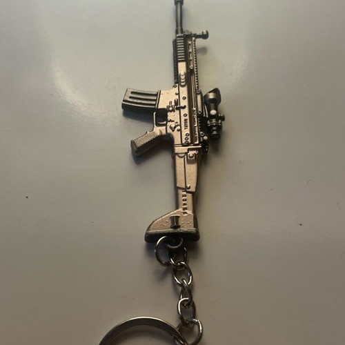PUBG Miniature Gun Keychain Tactical Scar-L new, beige silver